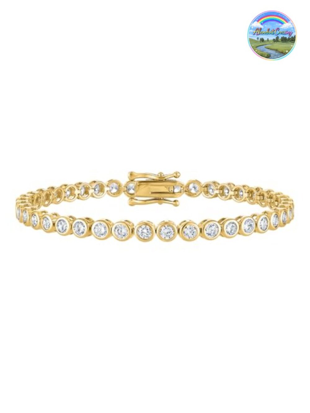 5A CZ Bezel Set Tennis Bracelet Gold Plated Waterproof